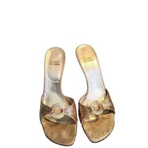 Stuart Weitzman Women's Size‎ 8 1/2 Gole Sahara Glitter Heels